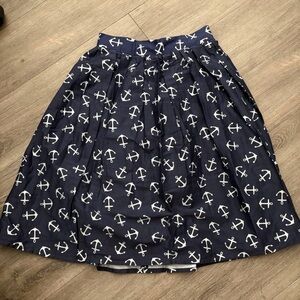 Navy Anchor Print Skirt